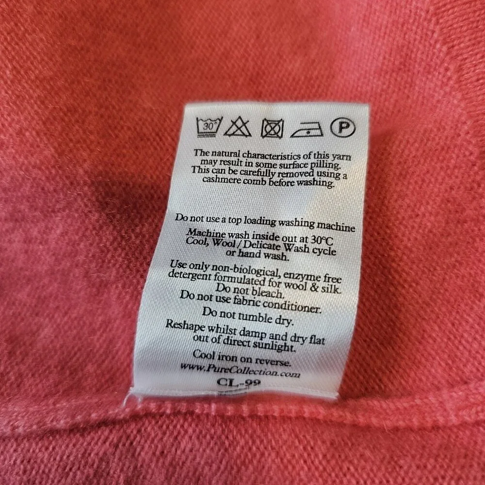 PURE Collection Pink 100% Cashmere Soft Popover Short Sleeve Sweater US 8/10 - Picture 7 of 9